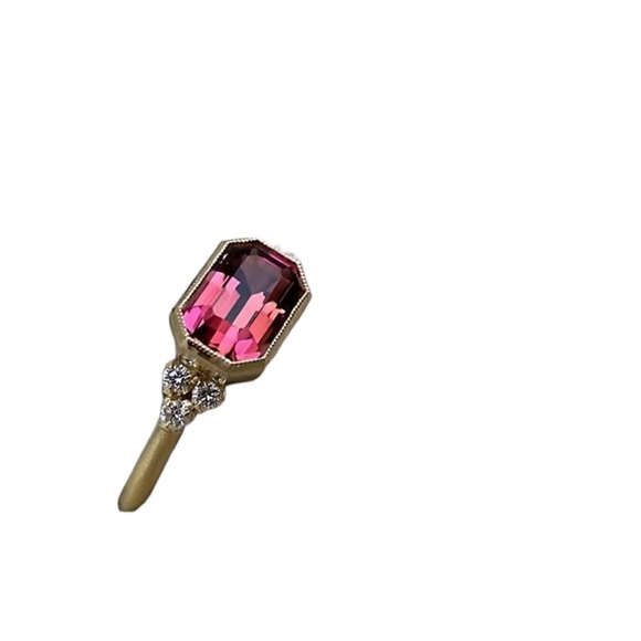 Minimalist Electroplated Gold Ring with Ruby Stone - Picture 2 of 7
